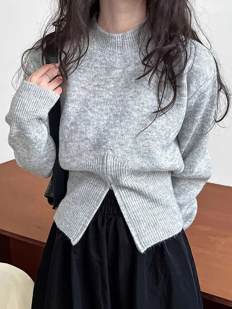 Elegant Women's Hoodie - Warm Knitted Round Neck Long Sleeve Sweatshirt 0