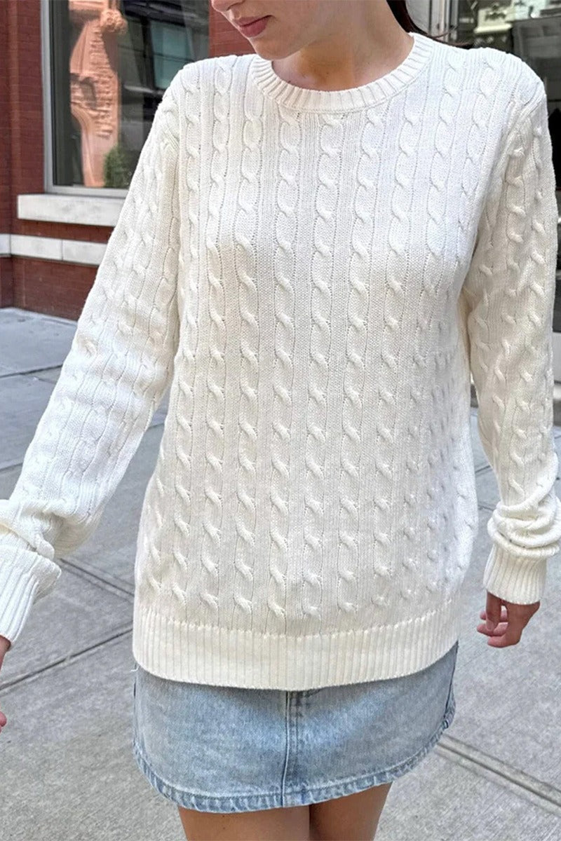 Minimalist Solid Long Sleeve Sweater for Women - Loose Fit Round Neck Design 5