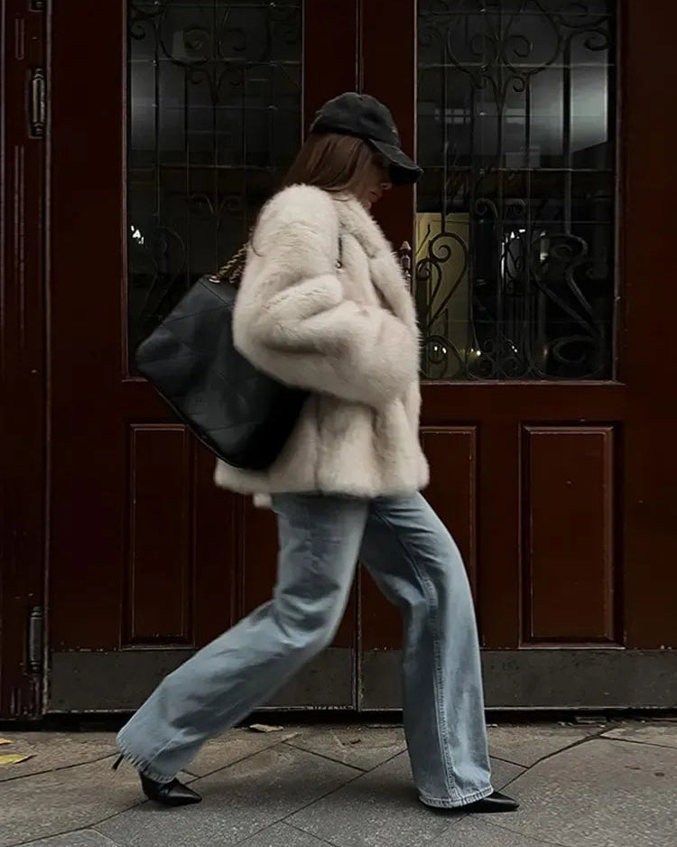 Oversized Faux Fur Coat - Women's Winter Coats in Gradient Tones for Chic Style 3