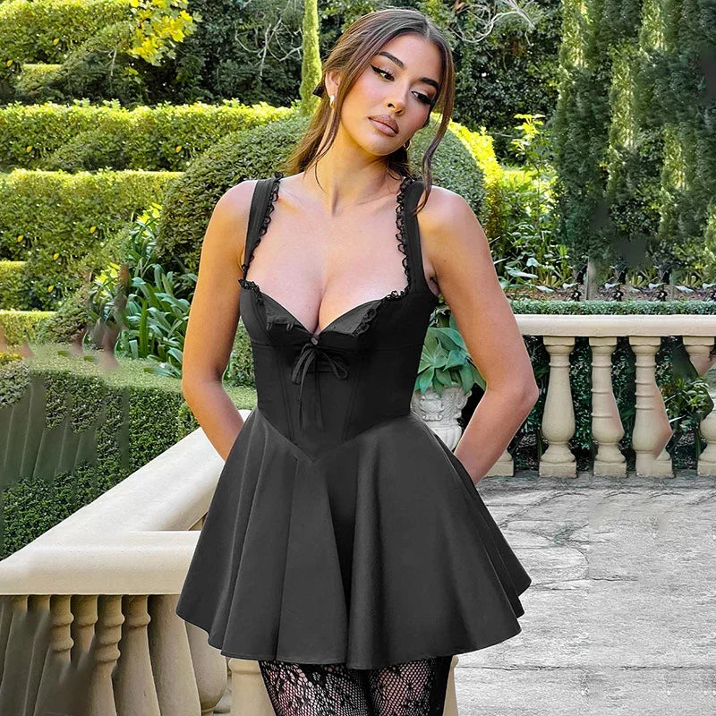 Minidress retrò Beatrice con scollo profondo