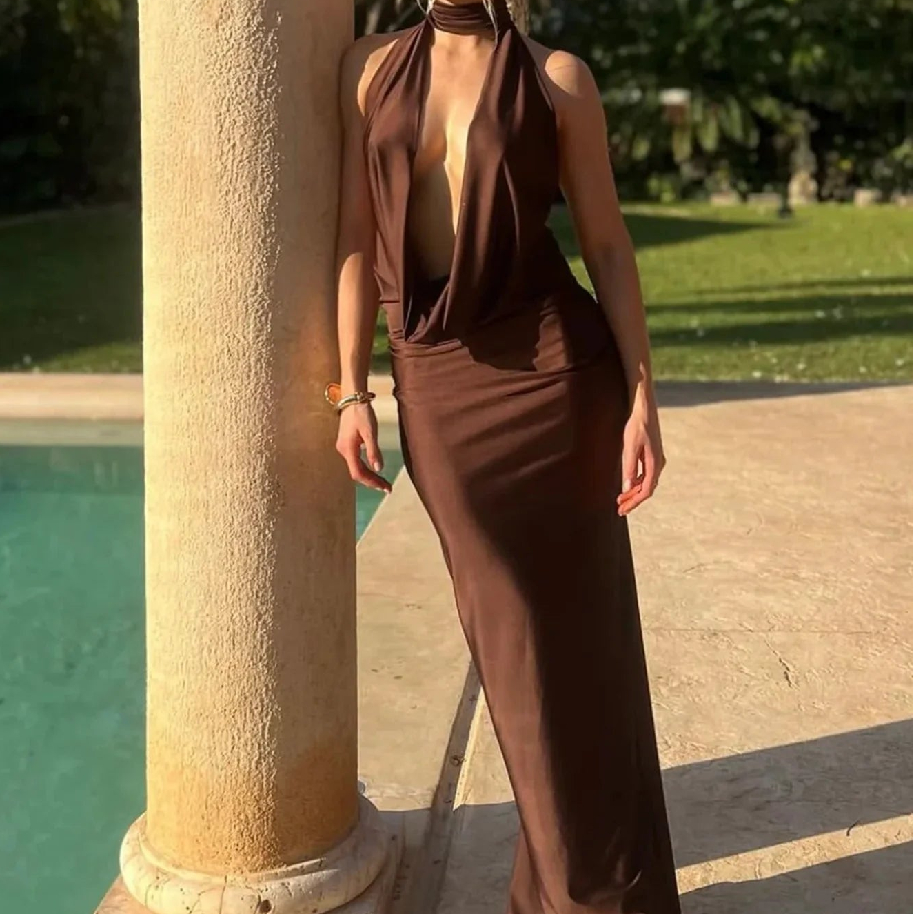 Bianca Sleeveless Backless Slit Maxi Dress