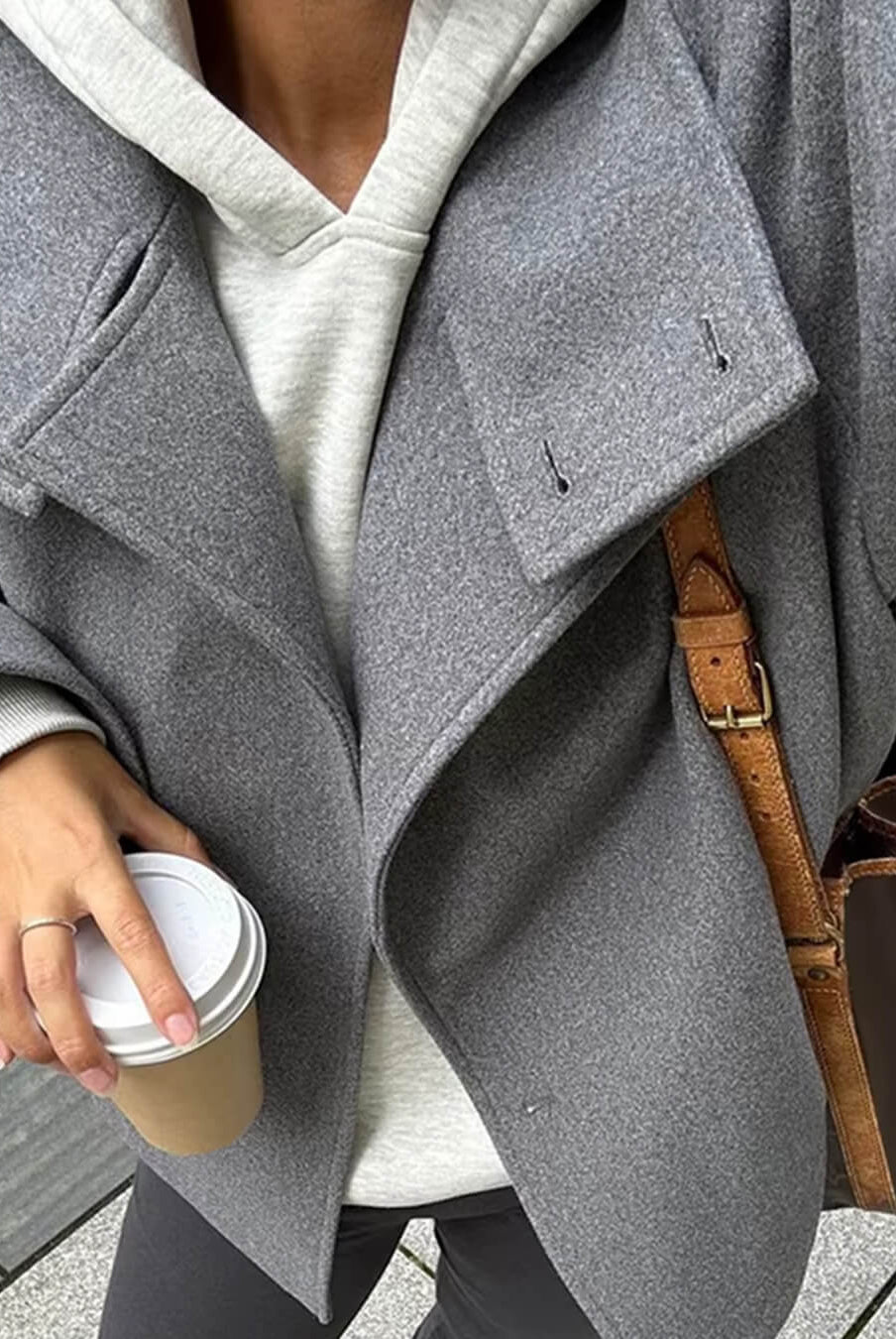 SEAME - Rosalia Elegant Lady Women's Jacket with Stand Collar for Autumn Style Grey S