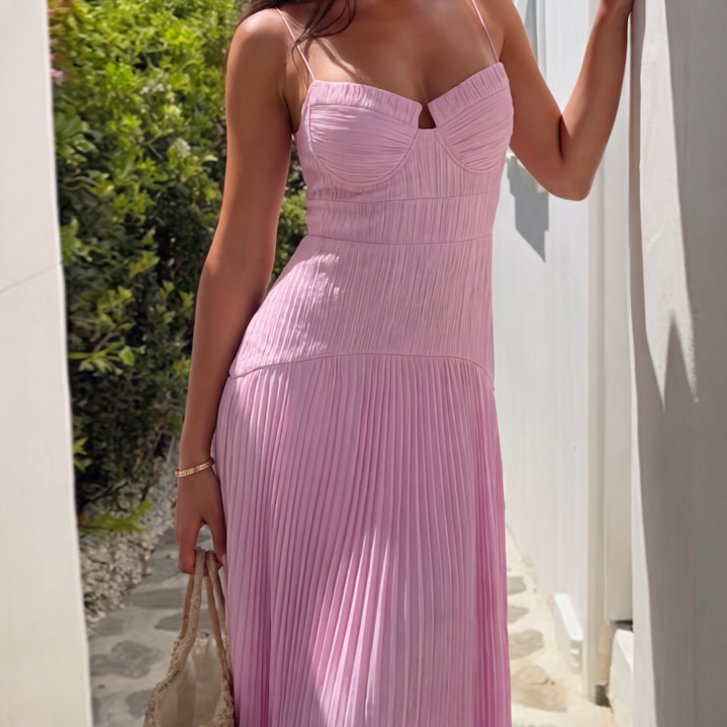 Sophia abito lungo in chiffon stropicciato