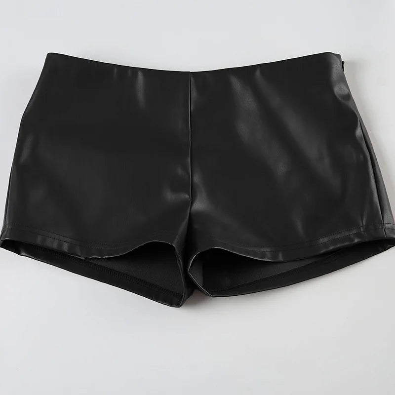 Women's High Waist Slim-Fit PU Leather Micro-Elastic Shorts - Autumn 2025 0