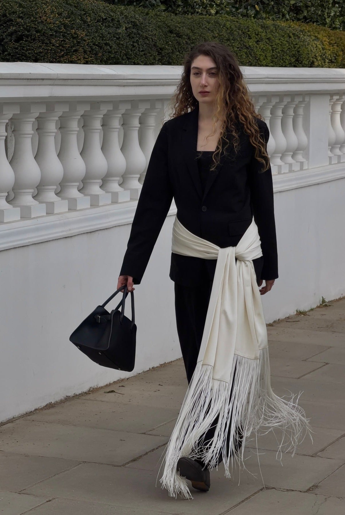 SOERA Isabelle Fringe Tassel Satin Scarf Belt - Accessories - SOERA-231427-WHI-OS-35235 White