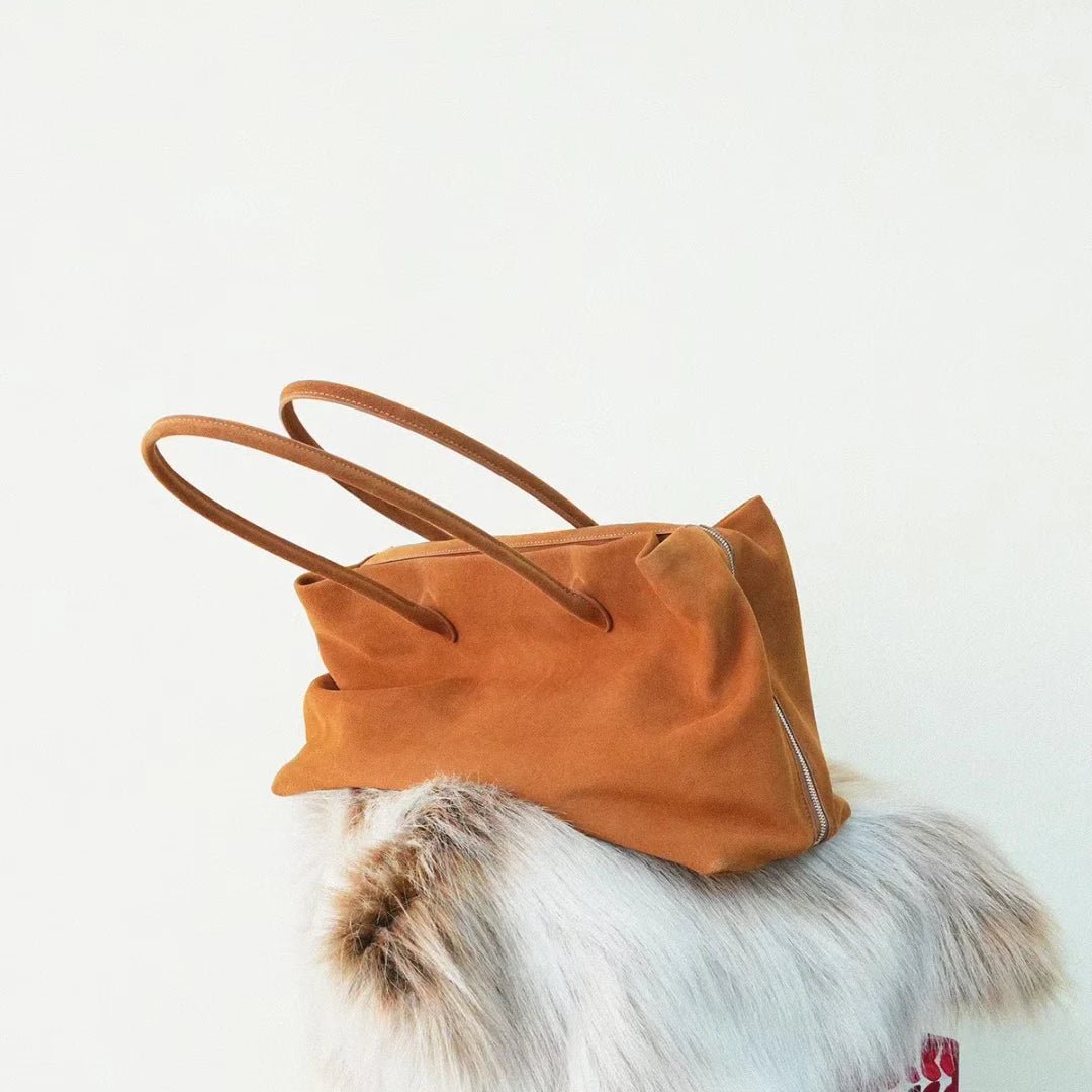 SOERA Carly Frosted Suede Tote Bag - Bag - Beige 40 x 17 x 25 cm