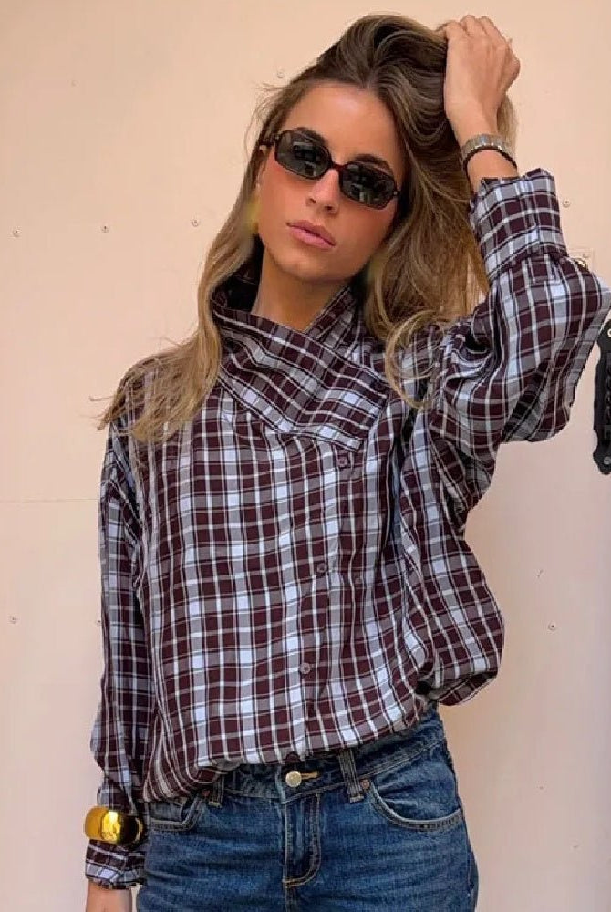 SOERA Rebecca Poplin Plaid Wrapped Shirt - Blouse - SOERA-334019-PLA-S-23235 S