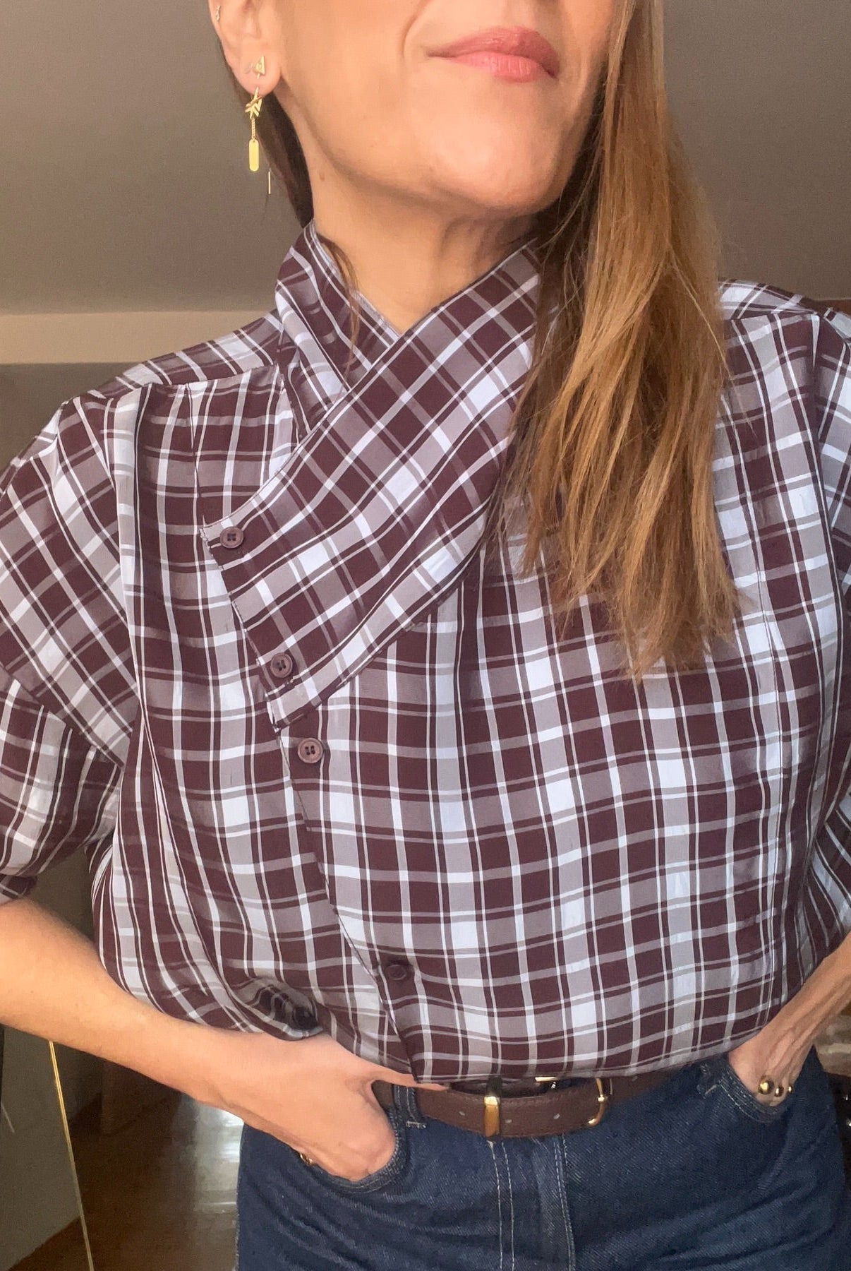 SOERA Rebecca Poplin Plaid Wrapped Shirt - Blouse - SOERA-334019-PLA-S-23235 S