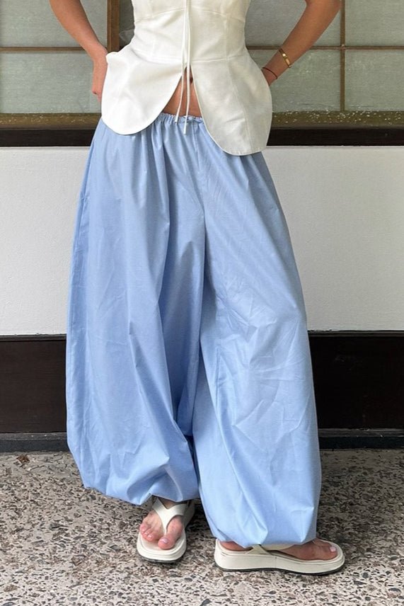 SOERA Inga Elastic Waist Baggy Pants - Bottoms - Blue S