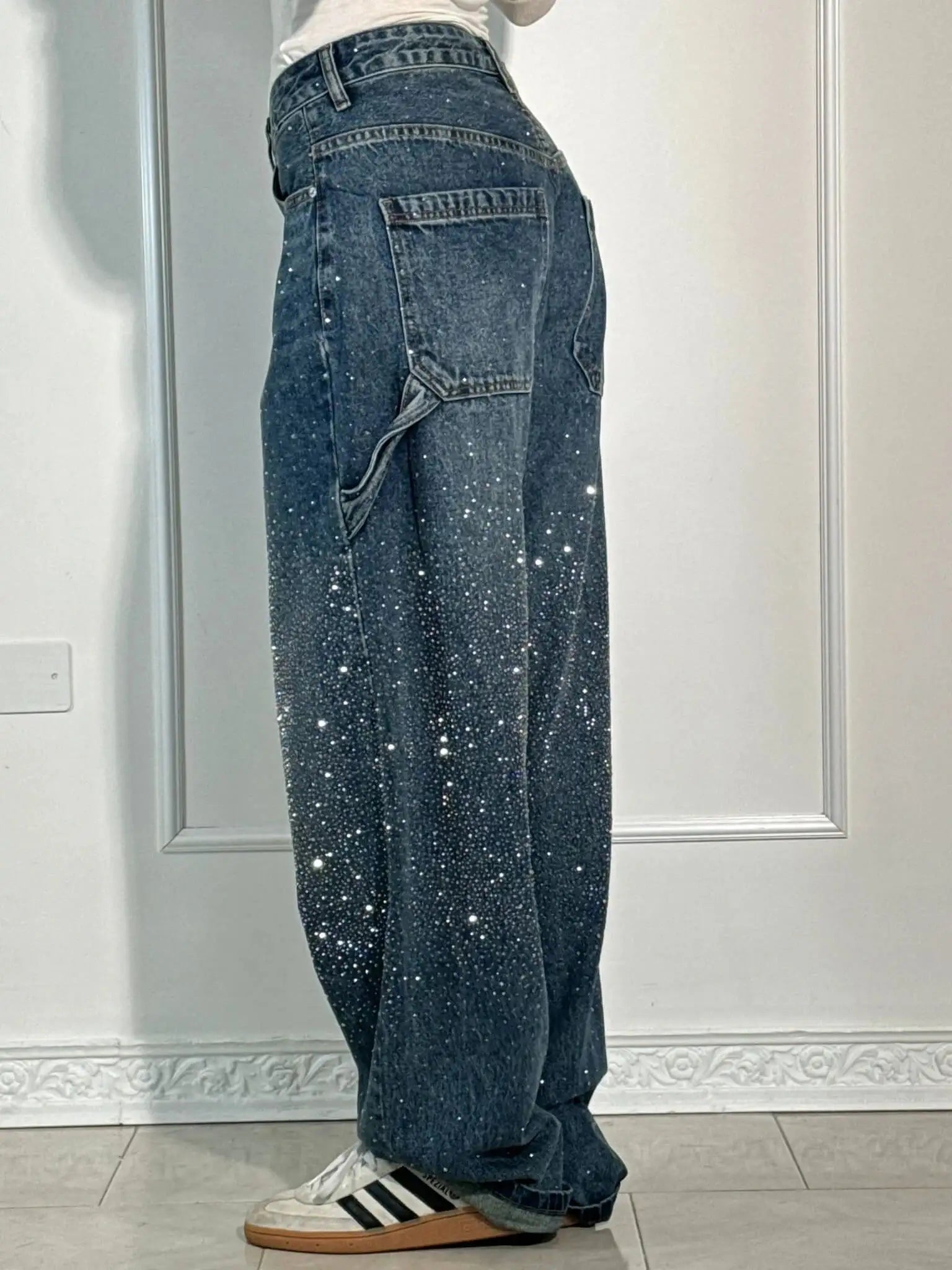 SOERA Jeremy Sparkling Baggy Cargo Denim Pants - Bottoms - 1005010005060881-;qP1768904312307691001 Blue S