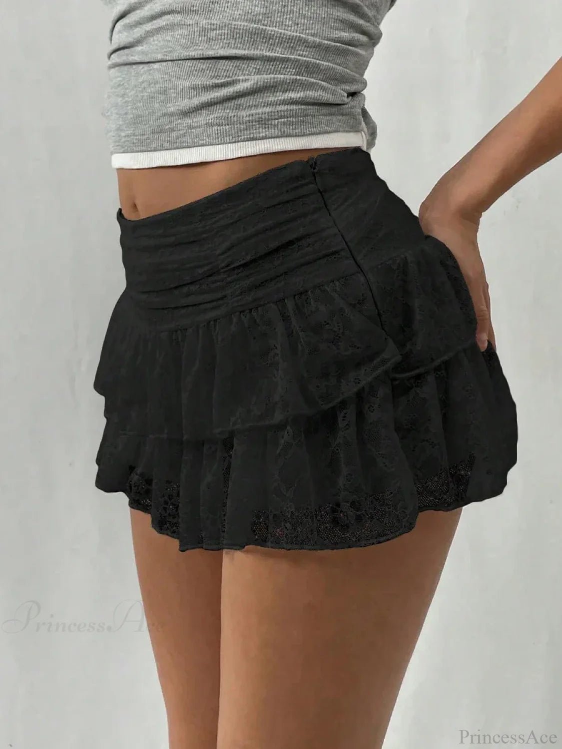 SOERA Kaleigh Lace Tiered Mini Skirt - Bottoms - Uz1775807456250248010 Black M