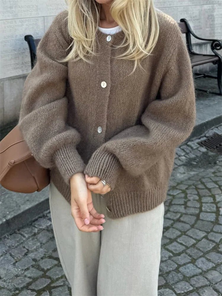 SOERA Freya Fuzzy Knit Cardigan - Cardigans - 3256807908427874-;hM1764003584112397898 Beige S