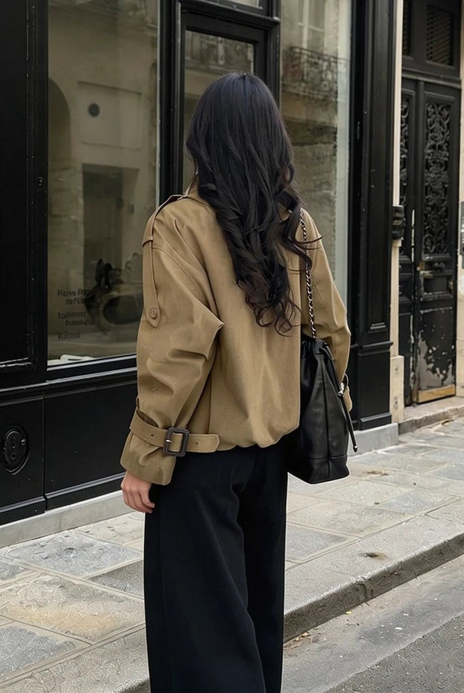 SOERA Linda Utility Cropped Trench Coat - Coat - SOERA-438147-BRO-S-16803 Brown S