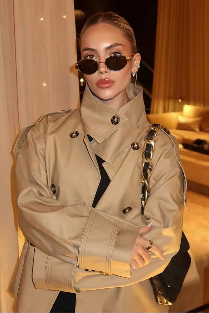 SOERA Sarah Beige Double Breasted Trench Coat - Coat - SOERA-310595-KHA-XS-46019 Beige XS