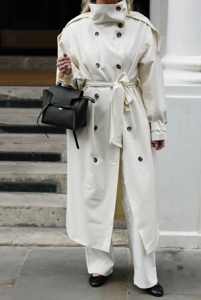 SOERA Sarah High Neck Belted Trench Coat - Coat - SOERA-753027-IMA-M-44899 Cream M