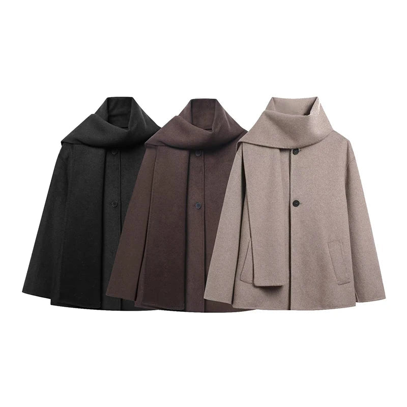 SOERA Cecille Coat with Scarf - Coats & Jackets - 3256810062410555-;WB1763625123198547364 Black L