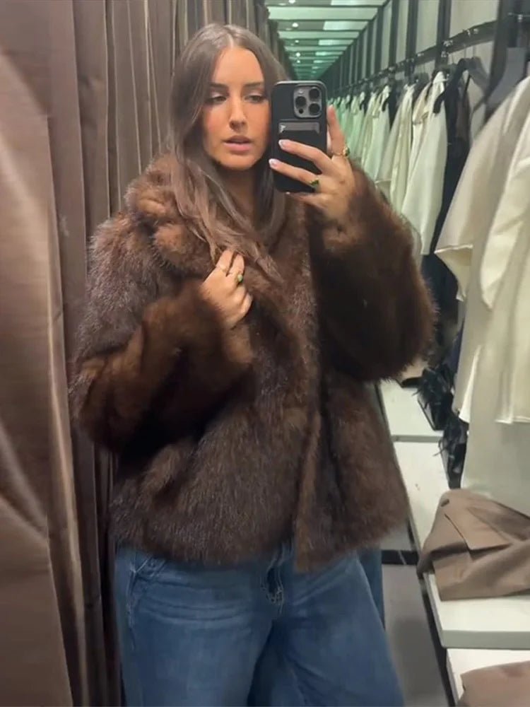 SOERA Jenny Reversible Faux Fur Leather Jacket - Coats & Jackets - 3256809615252454-;TQ1764003585261457870 Dark Brown XS