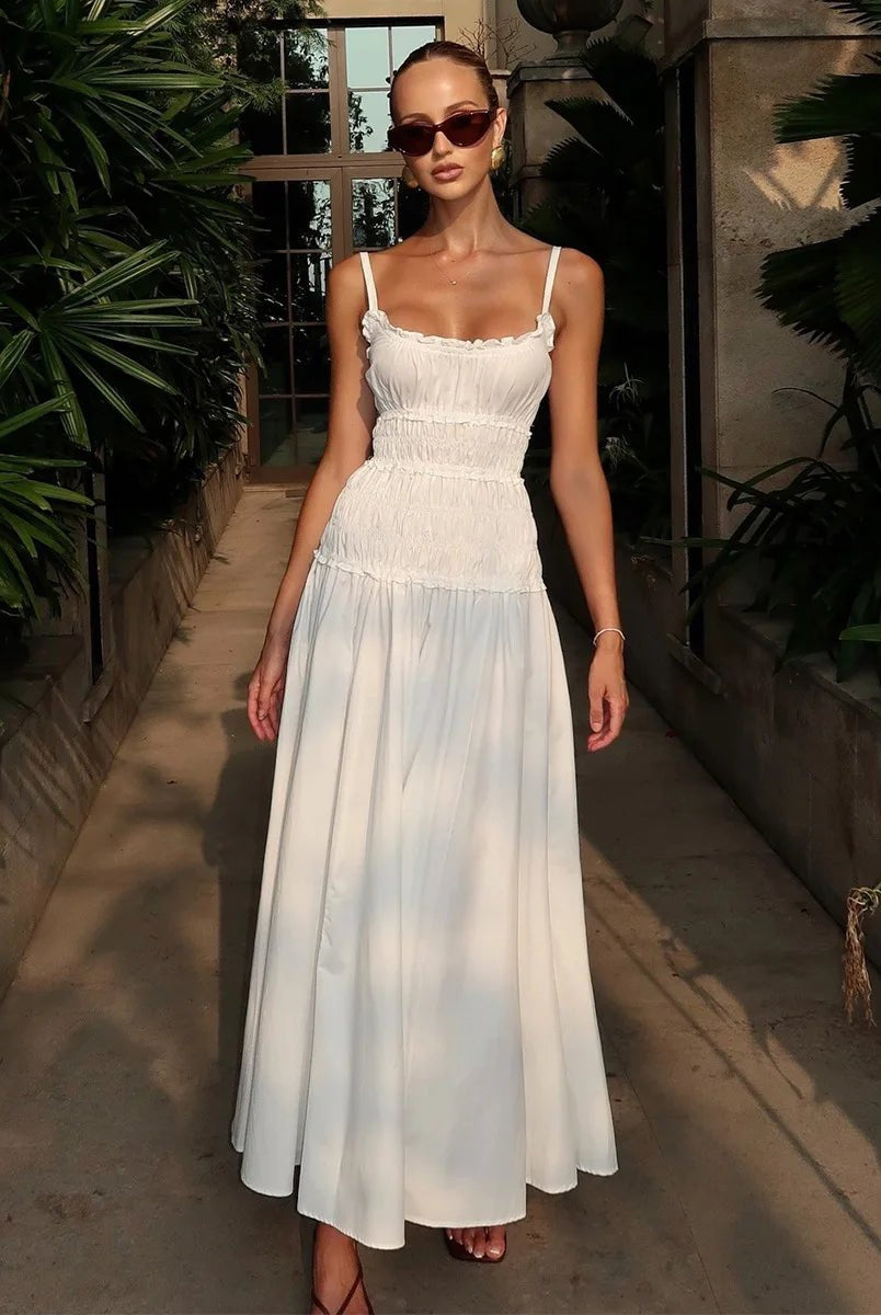 SOERA Aishrin Square Neck Bodycon Maxi Dress - Dress - SOERA-012547-WHI-M-52131 White M