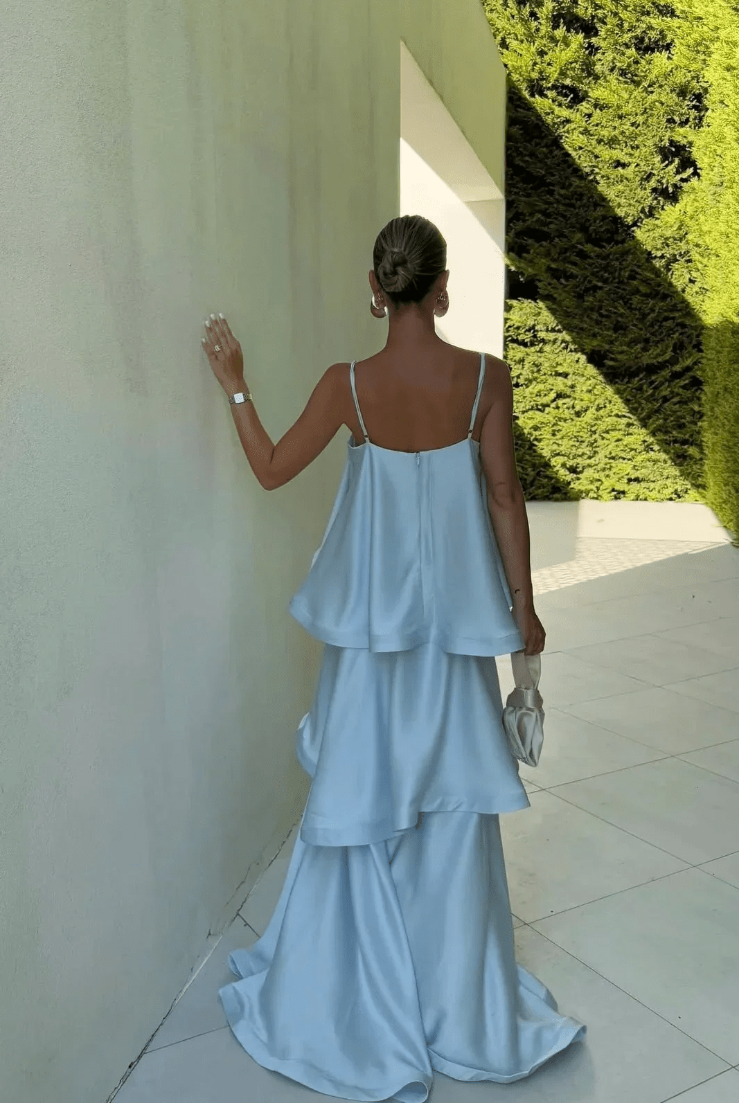 SOERA Aishwara Tiered Ruffle Satin Maxi Dress - Dress - SOERA-288579-BLU-M-56771 Blue M