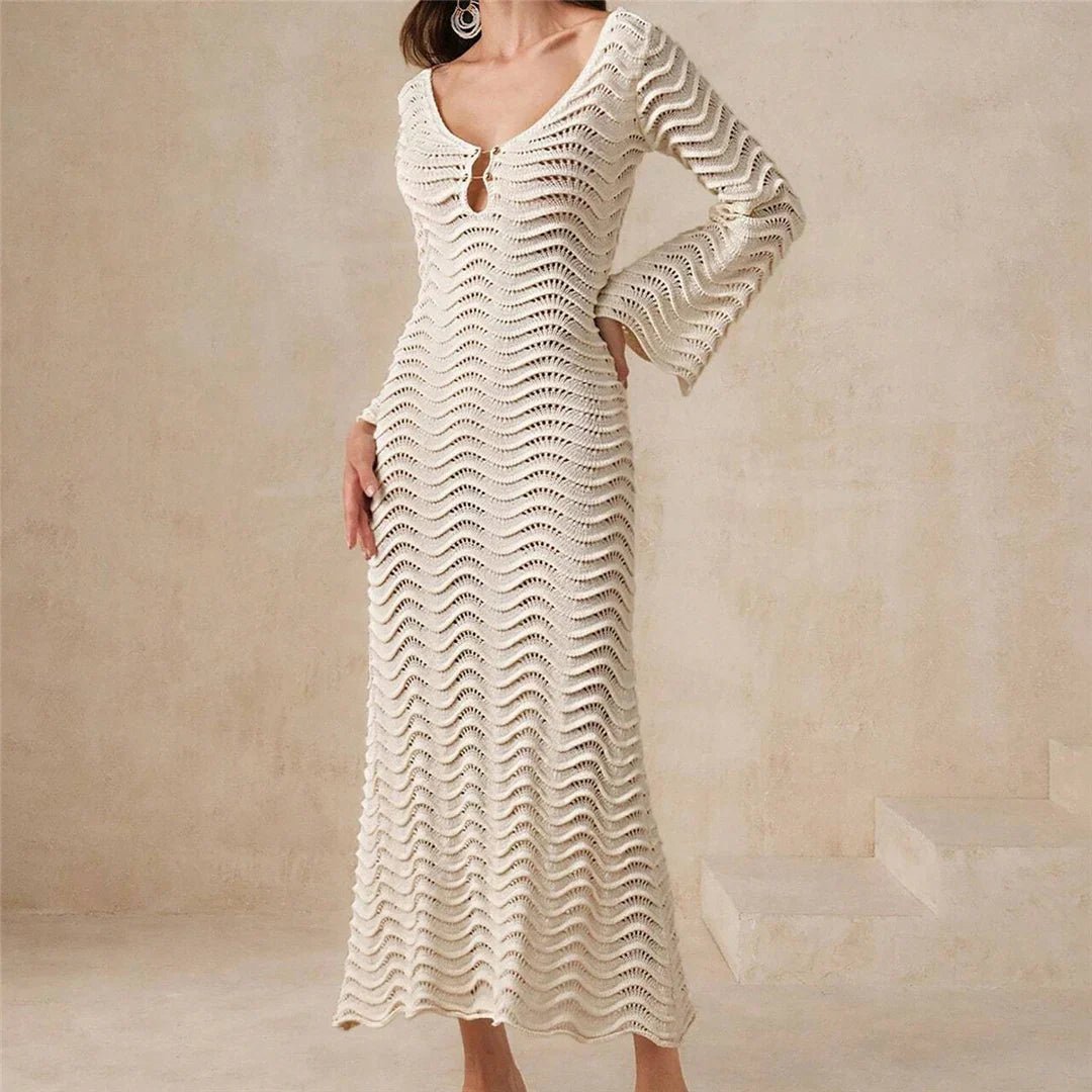 SOERA Arabella Lace - Up Knit Maxi Dress - Dress - White M