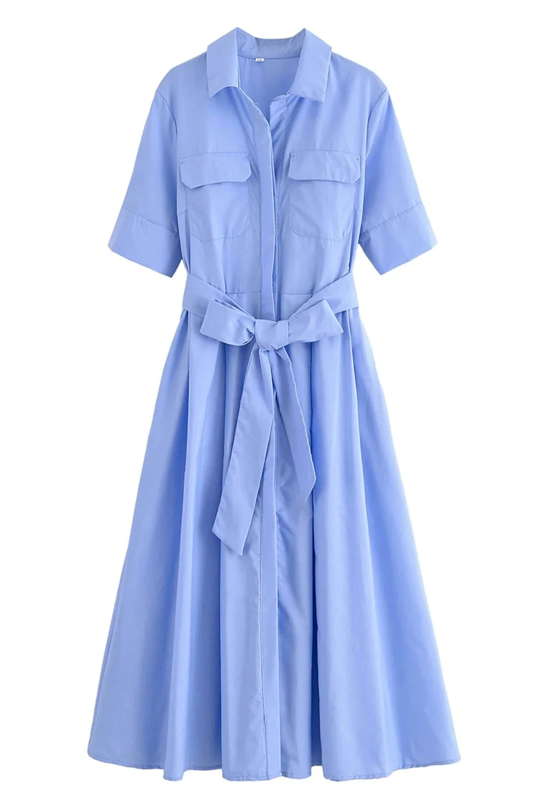 SOERA Beatrice Belted Shirt Midi Dress - Dress - Blue XS