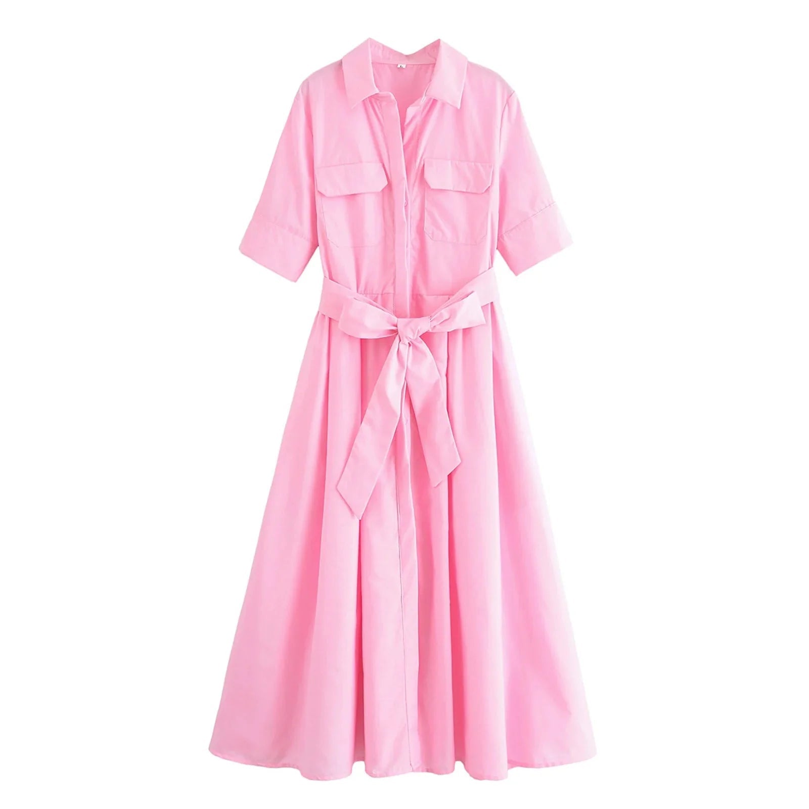 SOERA Beatrice Belted Shirt Midi Dress - Dress - Pink XS