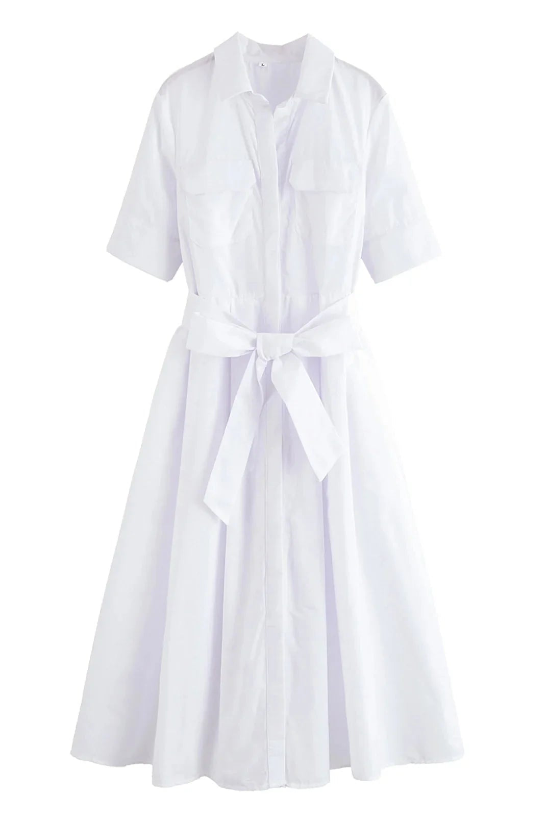 SOERA Beatrice Belted Shirt Midi Dress - Dress - White S