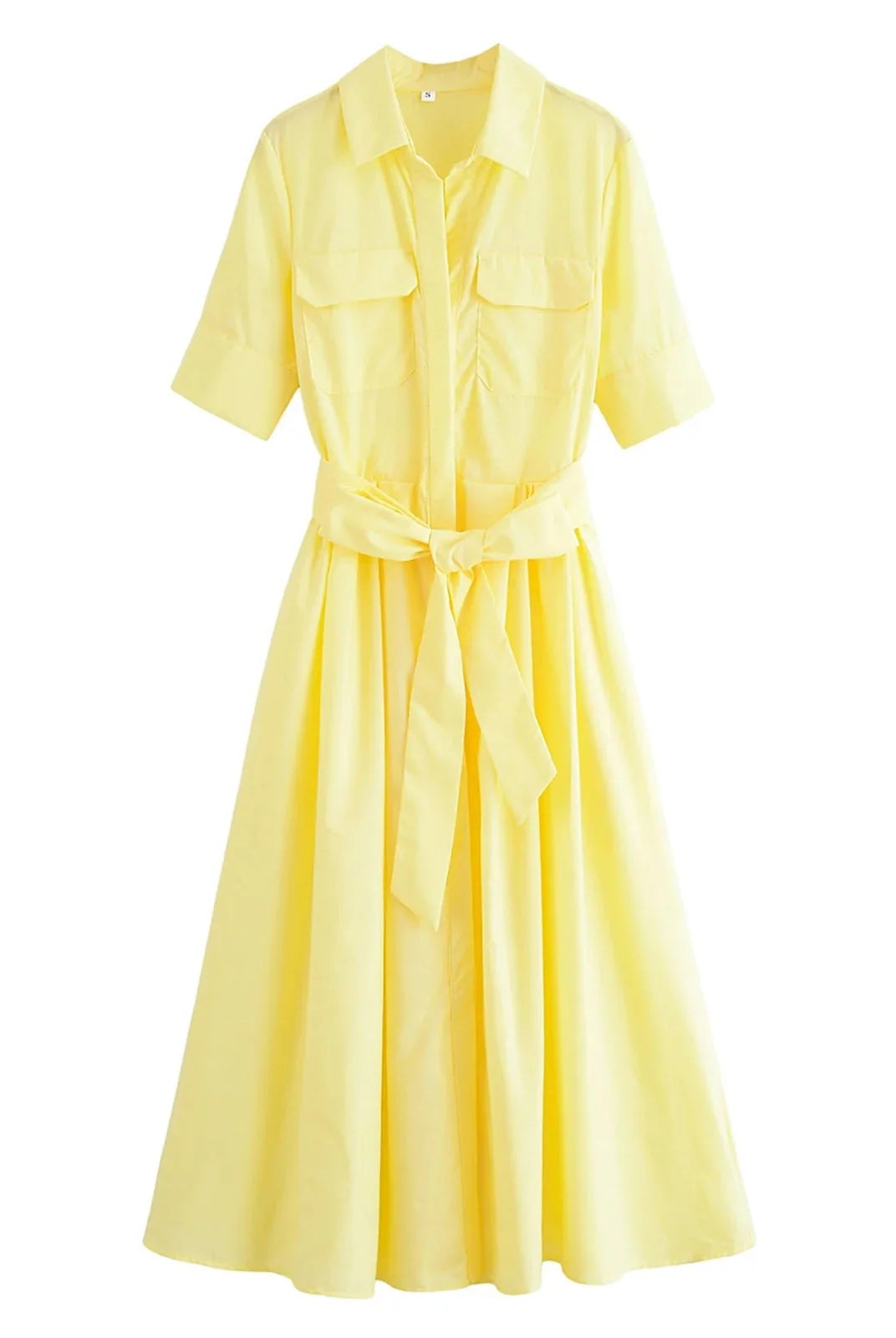 SOERA Beatrice Belted Shirt Midi Dress - Dress - Yellow XS