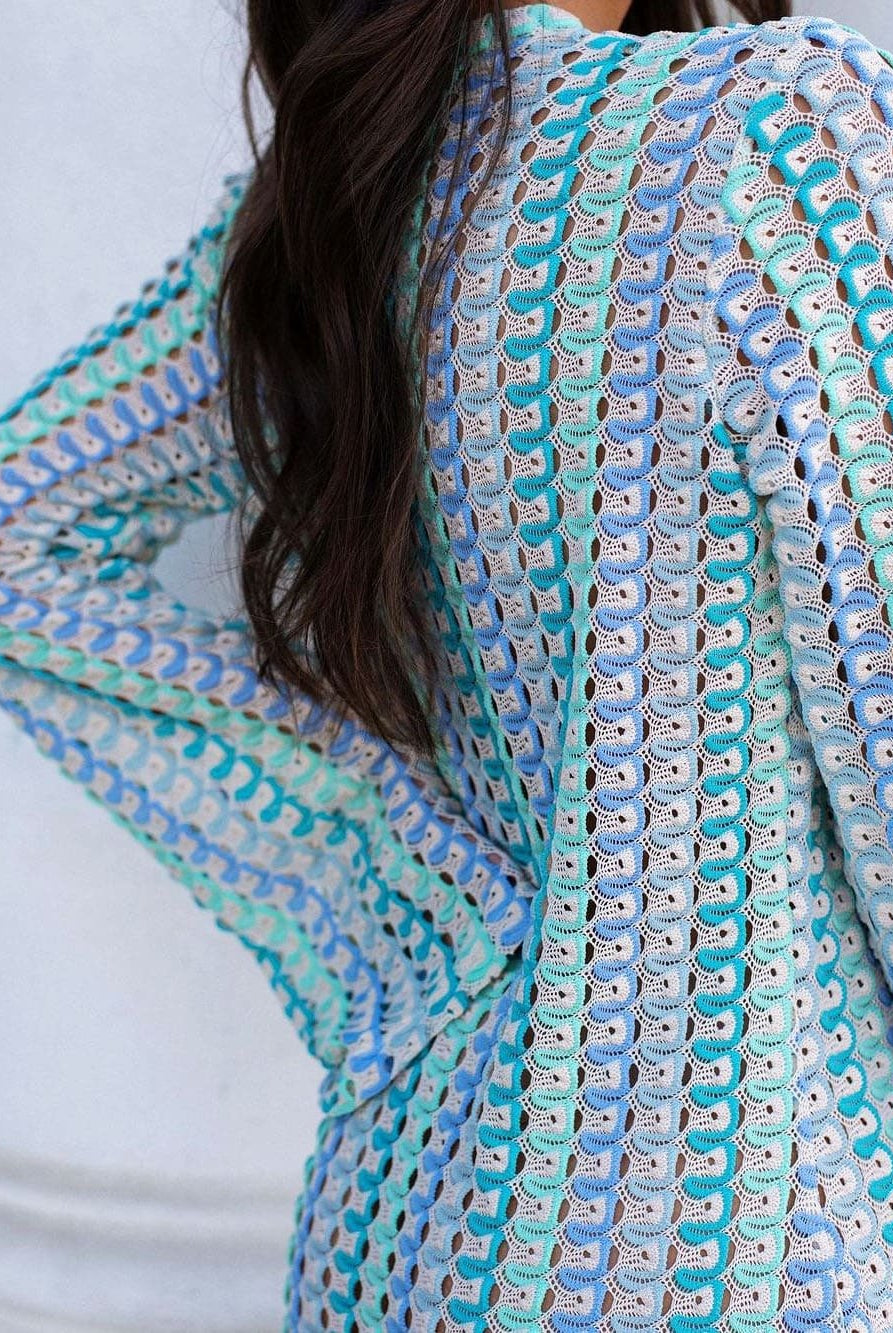 SOERA Beatrice Crochet Stripe Maxi Dress - Dress - SOERA-367811-S-AQUA-54723 Aqua S