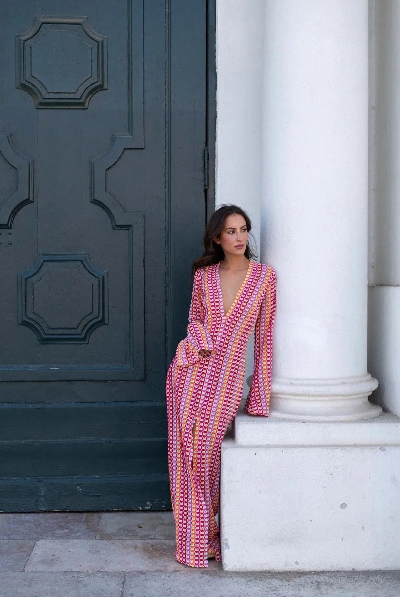 SOERA Beatrice Crochet Stripe Maxi Dress - Dress - SOERA-367811-S-LOTUS-21955 Pink S