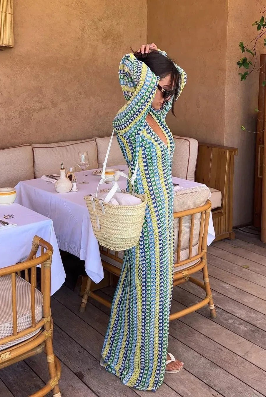 SOERA Beatrice Crochet Stripe Maxi Dress - Dress - SOERA-367811-S-SAGE-87491 Sage S