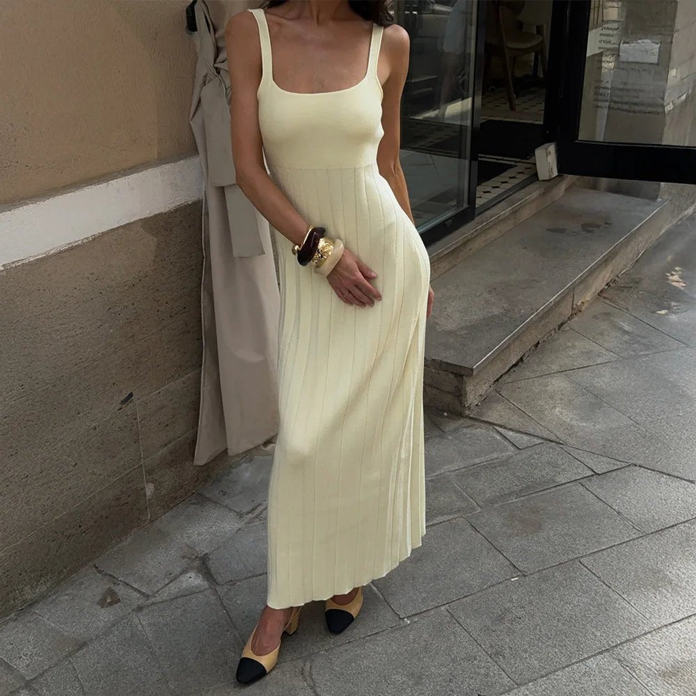 SOERA Beatrice Knitted Suspender Dress - Dress - Yellow S