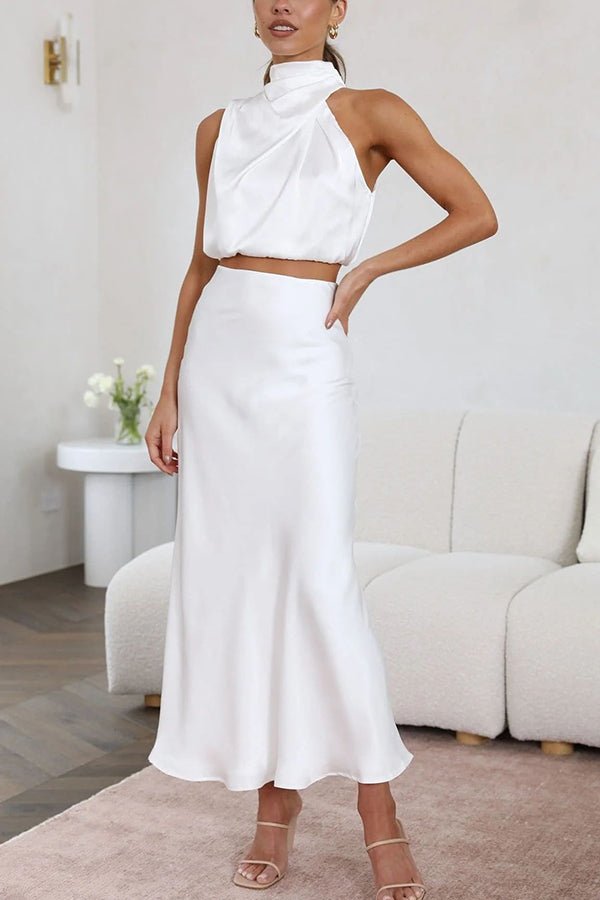 SOERA Beatrice Two - Piece Satin Wedding Guest Set - Dress - White M