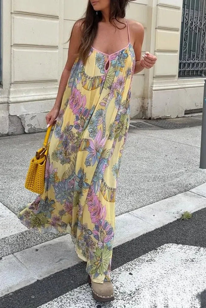 SOERA Bianca Floral Chiffon Cami Dress - Dress - Yellow S