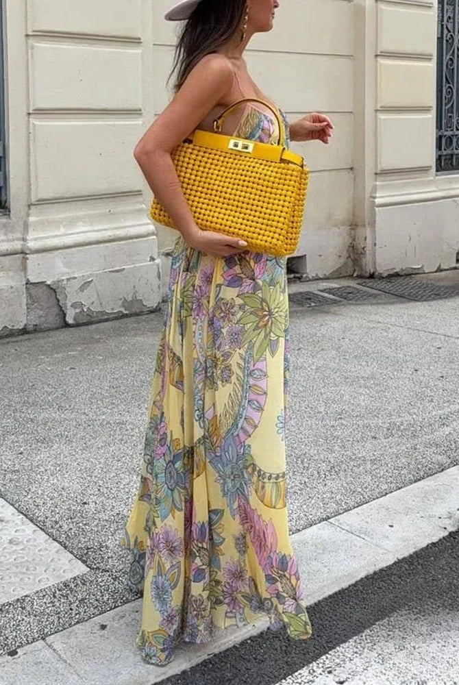 SOERA Bianca Floral Chiffon Cami Dress - Dress - Yellow XS