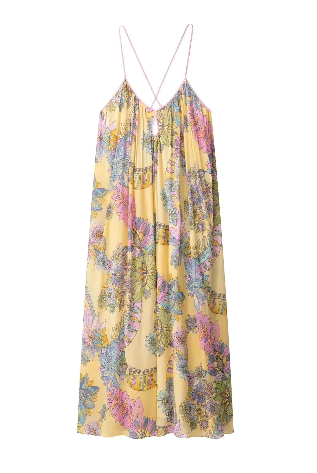 SOERA Bianca Floral Chiffon Cami Dress - Dress - Yellow XS