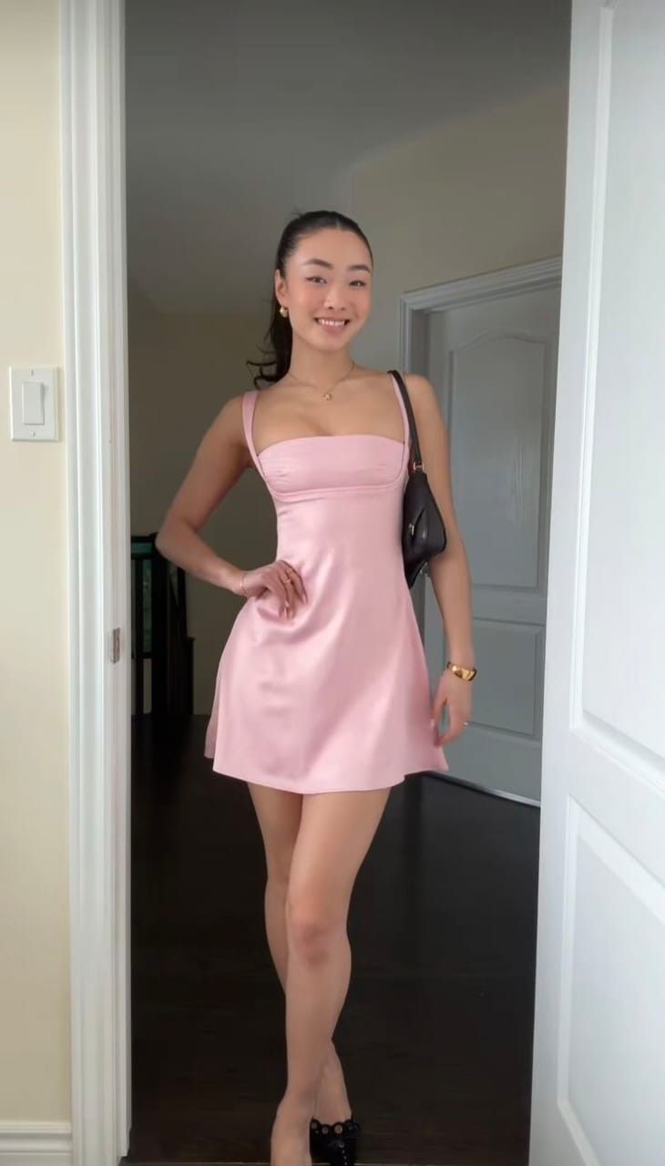 SOERA Bianca Satin Cami Silk Dress - Dress - Pink M