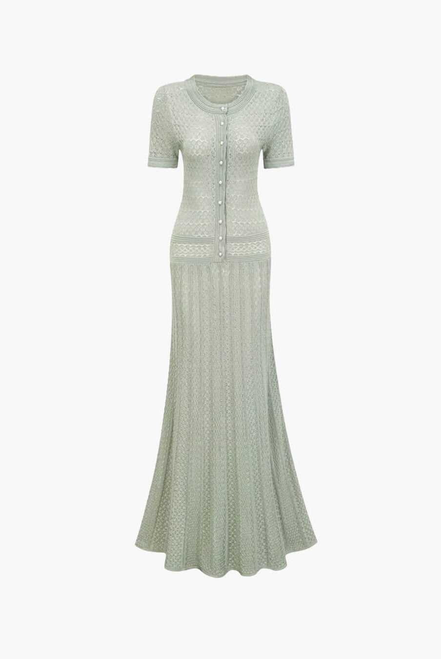 SOERA Celeste Half Button Knitted Midi Dress - Dress - Mint Green XS