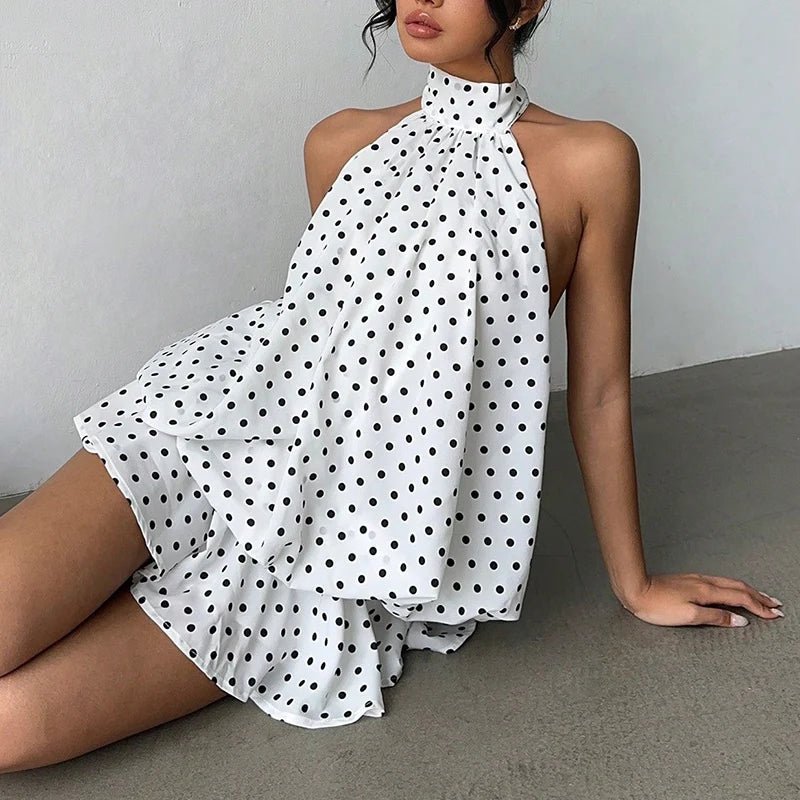 SOERA Eden Halter Backless Mini Dress - Dress - Polka Dot S