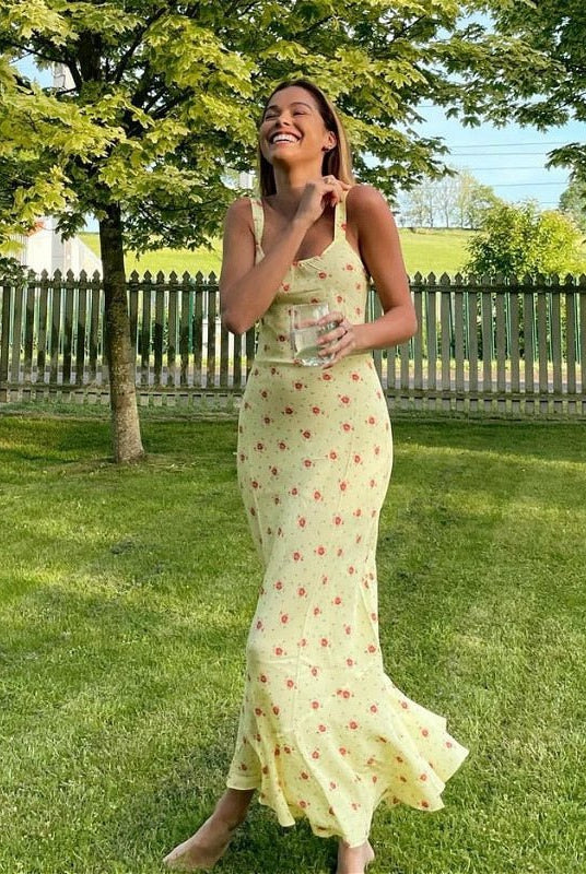 SOERA Erich Flared Ruffle Floral Dress - Dress - SOERA-665347-YEL-S-05539 Yellow S