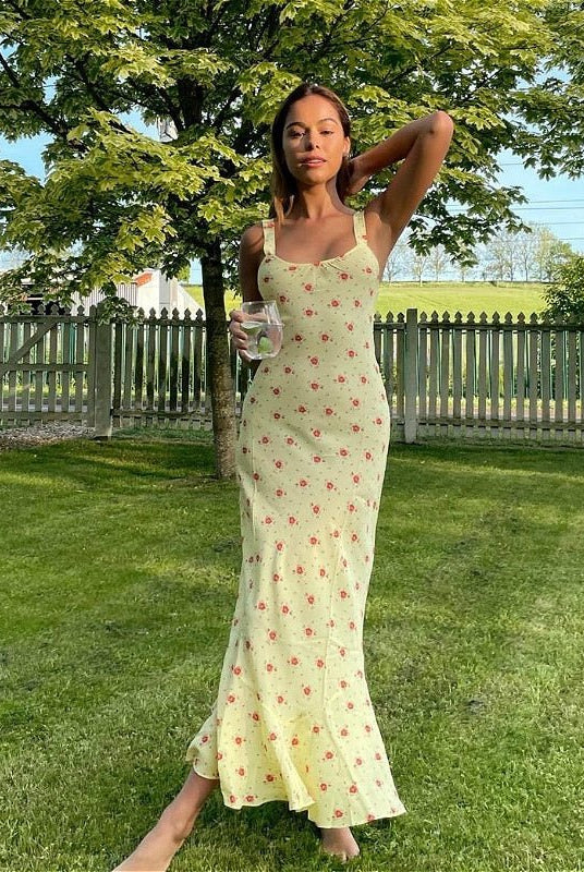 SOERA Erich Flared Ruffle Floral Dress - Dress - SOERA-665347-YEL-S-05539 Yellow S