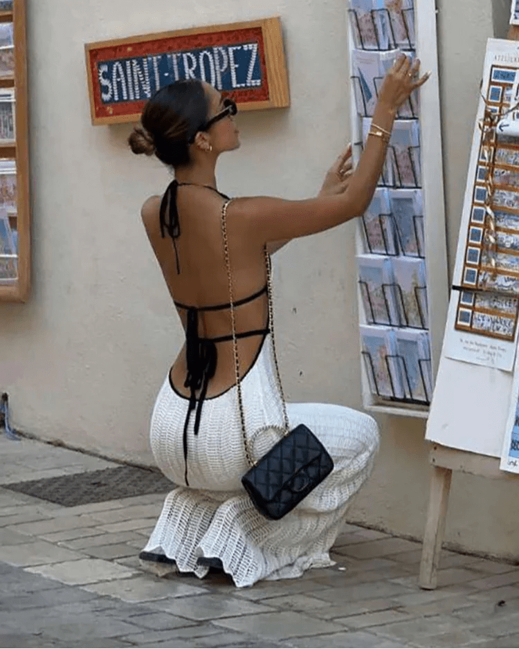 SOERA Harley Lace Up Halter Maxi Dress - Dress - SOERA-064643-WHI-XS-61763 White XS