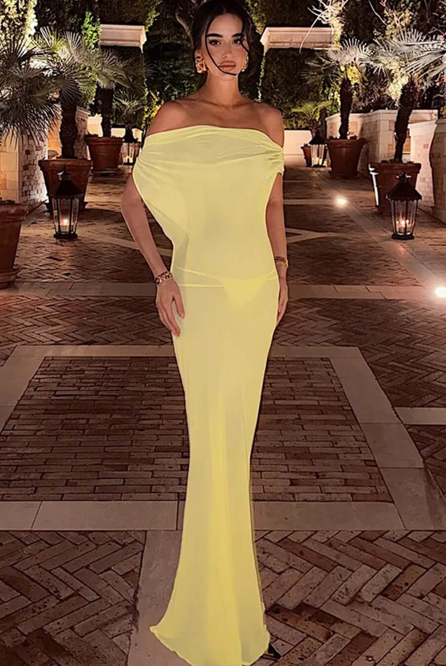 SOERA Iris Backless Mesh Maxi Dress - Dress - SOERA-615875-YEL-M-27971 Yellow M