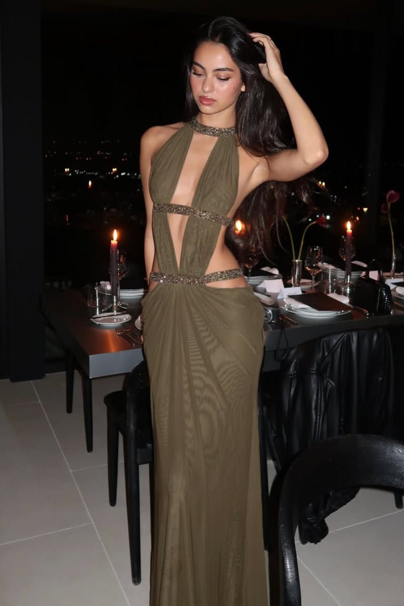 SOERA Isolde Ruched Cut Out Maxi Dress - Dress - Green L