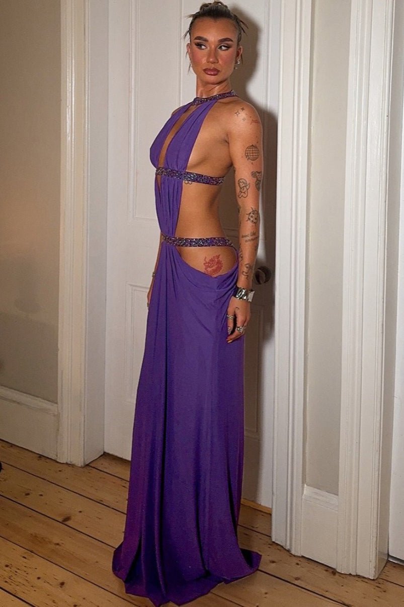 SOERA Isolde Ruched Cut Out Maxi Dress - Dress - Purple L