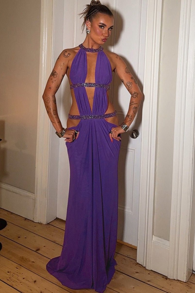 SOERA Isolde Ruched Cut Out Maxi Dress - Dress - Purple M