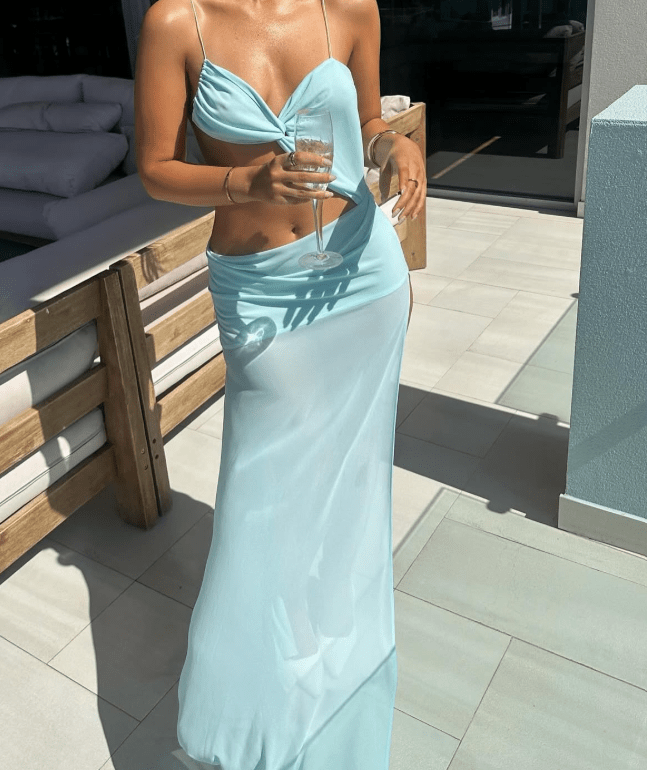 SOERA Jovana Twist Cut Out Maxi Dress - Dress - Blue S