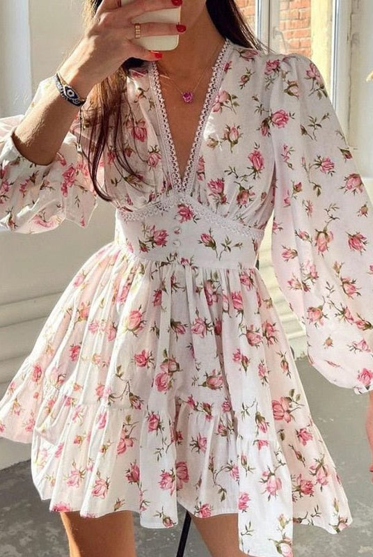 SOERA Lottie Floral Lace Mini Dress - Dress - White XS