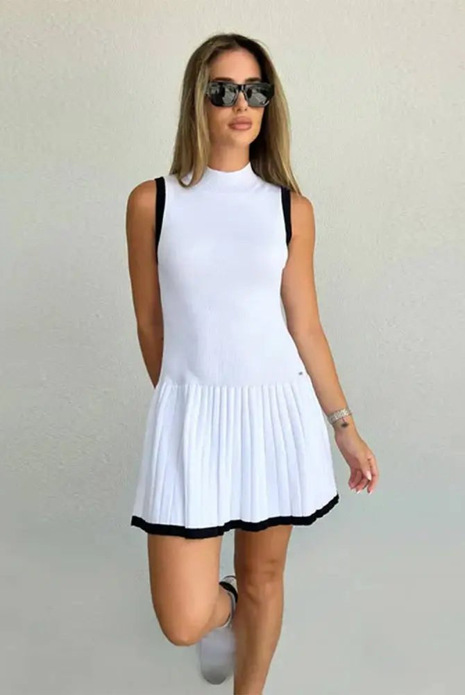 SOERA Margot Drop-Waist Contrast Knit Dress - Dress - SOERA-829443-BLA-L-01475 Black L