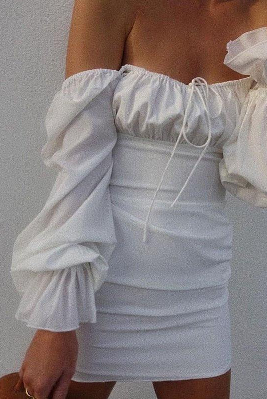 SOERA Maya Drawstring Dress - Dress - SOERA-661187-WHI-L-28131 L